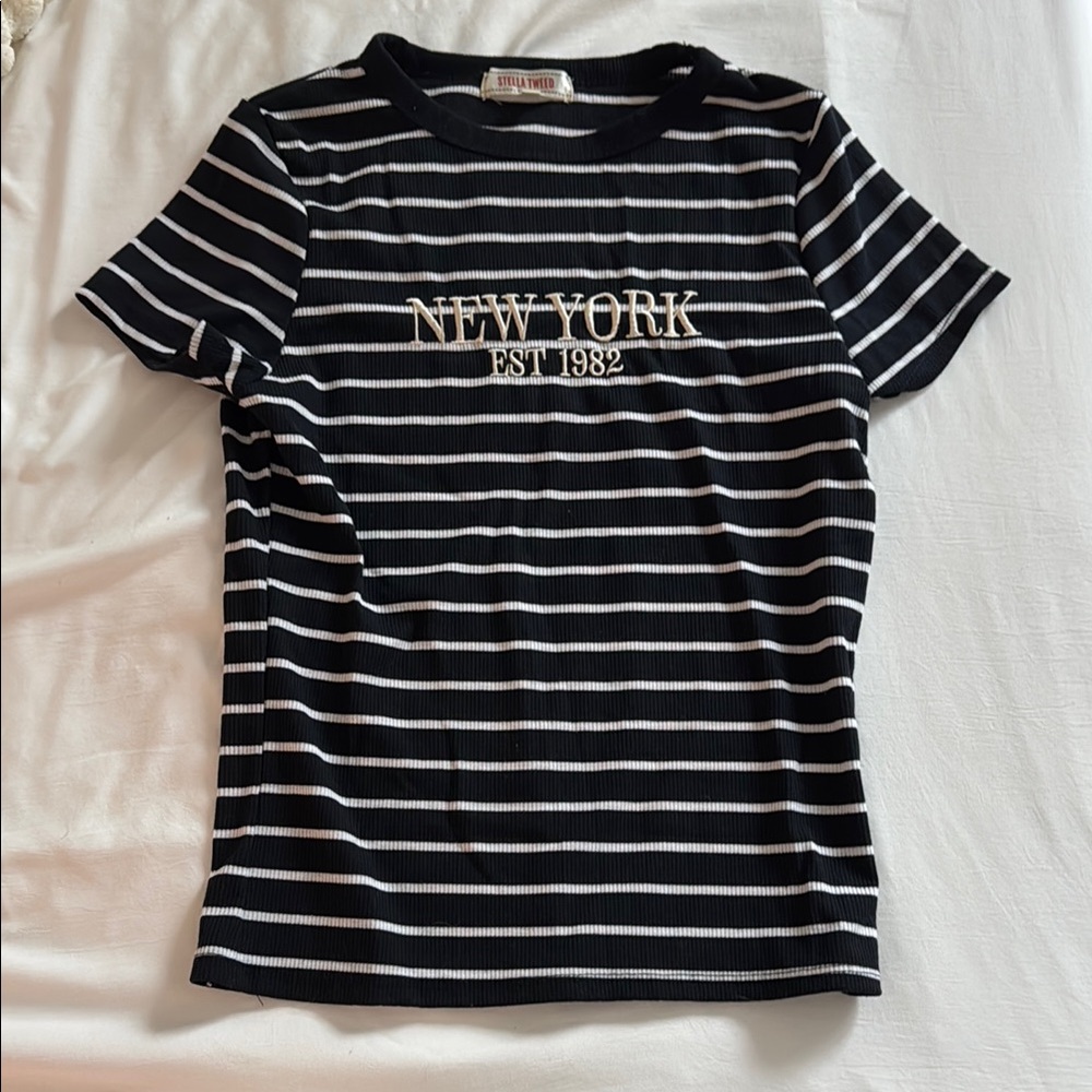 Stella Tweed Black and White Striped Top